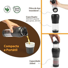 Load image into Gallery viewer, Pressca - Portable Coffee &amp; Tea Maker - Thermal Coffee &amp; Tea Infuser, French Press, Single Serve Coffee Maker, BPA Free - Home &amp; Kitchen Accessories &amp; Utensils - 12 fl oz, Green, PastelGreen_6680
