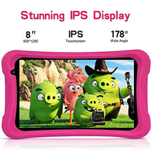 Load image into Gallery viewer, PRITOM 8 inch Quad Core Kids Android Tablet, 64GB, WiFi, Bluetooth, Dual Camera, Educationl, Games,Parental Control, Kids Software with Kids-Tablet Case(Pink)_2395
