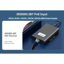 Load image into Gallery viewer, PROCET Gigabit PoE to USB C Converter up to 60W RJ45 to C Type Power with Ethernet Connectivity, Wide Working Temp -4 to 131 for Echo Hub, Home Assistant, Beosound A5, VR Quest, Tablet, iPad, Laptop, Black_69
