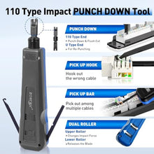 Load image into Gallery viewer, Professional Network Tool Kit, ZOERAX 14 in 1 - RJ45 Crimp Tool, Cat6 Pass Through Connectors and Boots, Cable Tester, Wire Stripper, Ethernet Punch Down Tool, Blue_14
