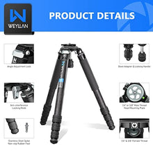 Load image into Gallery viewer, Professional Tripod Heavy Duty Carbon Fiber Camera Tripod WEYLLAN LX9 Tripod for Camera, with 75mm Bowl and Adapter, 10 Layers Carbon Fiber, 40mm Leg Tube, Bowl Tripod Camera Max Load 88lbs/40kg, Black_4845
