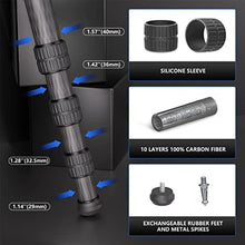 Load image into Gallery viewer, Professional Tripod Heavy Duty Carbon Fiber Camera Tripod WEYLLAN LX9 Tripod for Camera, with 75mm Bowl and Adapter, 10 Layers Carbon Fiber, 40mm Leg Tube, Bowl Tripod Camera Max Load 88lbs/40kg, Black_4847
