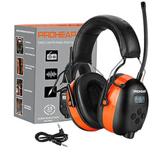 Load image into Gallery viewer, PROHEAR 027 AM FM Radio Headphones with Digital Display, 25dB NRR, Safety Ear Protection Earmuffs for Mowing, Snowblowing, Construction, Work Shops - Orange, AfFmorange_1
