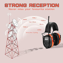 Load image into Gallery viewer, PROHEAR 027 AM FM Radio Headphones with Digital Display, 25dB NRR, Safety Ear Protection Earmuffs for Mowing, Snowblowing, Construction, Work Shops - Orange, AfFmorange_5504
