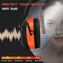 Load image into Gallery viewer, PROHEAR 027 AM FM Radio Headphones with Digital Display, 25dB NRR, Safety Ear Protection Earmuffs for Mowing, Snowblowing, Construction, Work Shops - Orange, AfFmorange_5506

