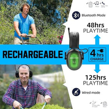 Load image into Gallery viewer, PROHEAR 033 Upgraded Bluetooth 5.4 Hearing Protection Headphones with FM/AM Radio, OSHA-Compliant 25dB NRR Safety Earmuffs, Rechargeable 48H Playtime for Mowing, Workshops and Snowblowing Black_6085
