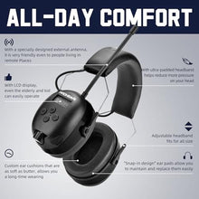 Load image into Gallery viewer, PROHEAR 033 Upgraded Bluetooth 5.4 Hearing Protection Headphones with FM/AM Radio, OSHA-Compliant 25dB NRR Safety Earmuffs, Rechargeable 48H Playtime for Mowing, Workshops and Snowblowing Black_6088
