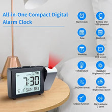 Load image into Gallery viewer, Projection Alarm Clock for Bedroom, Digital Clock with Snooze, Weekend Mode, Red_428
