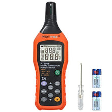 Load image into Gallery viewer, Protmex Digital Temperature Humidity Meter, Thermometer Hygrometer with Ambient Dew Point and Wet Bulb Temperature Indoor and Outdoor, Data Logger with Min/Max Hold, LCD Backlight, PT6508, BlackOrange_1
