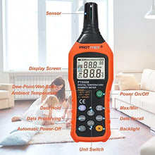 Load image into Gallery viewer, Protmex Digital Temperature Humidity Meter, Thermometer Hygrometer with Ambient Dew Point and Wet Bulb Temperature Indoor and Outdoor, Data Logger with Min/Max Hold, LCD Backlight, PT6508, BlackOrange_1448
