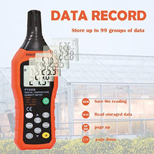 Load image into Gallery viewer, Protmex Digital Temperature Humidity Meter, Thermometer Hygrometer with Ambient Dew Point and Wet Bulb Temperature Indoor and Outdoor, Data Logger with Min/Max Hold, LCD Backlight, PT6508, BlackOrange_1449
