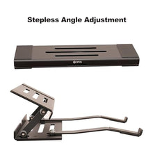 Load image into Gallery viewer, Psitek Aluminum Fold &amp; Laptop Riser Stand 3-in-1 Adjustable, Foldable Cooling Stand with Integrated Storage Box, Ruler and Ultra-Slim Portable Design for MacBook, Tablet, Ipad, Keyboard and All Laptop, Black_3345
