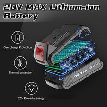 Load image into Gallery viewer, PULITUO Cordless Drill Set, 20V Electric Power Drill with Battery And Charger, 30N.m and 21+1 Torque, 2 Variable Speeds, with 59pcs Drill Driver Bits Kit, Screws Set(Red), vDrillRedSetB_927
