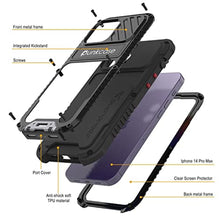 Load image into Gallery viewer, PunkCase for 14 Pro Max Waterproof Aluminum Case [Metal Extreme 3.0 ] IP68 Military Grade Bumper Cover W/Buillt in Screen Protector &amp; Kickstand | Protection for iPhone 14 Pro Max(6.7")[Black]_326
