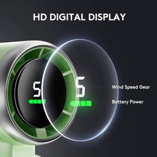 Load image into Gallery viewer, Pymoji Foldable Handheld Fan, Portable High Speed Rechargeable 5000mAh Mini Turbo Fan, Digital Display, 5 Speed Personal Pocket Fan for Travel, Camping, Stadium Essentials, Gifts for Women Men, Green_6188
