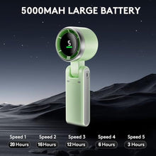 Load image into Gallery viewer, Pymoji Foldable Handheld Fan, Portable High Speed Rechargeable 5000mAh Mini Turbo Fan, Digital Display, 5 Speed Personal Pocket Fan for Travel, Camping, Stadium Essentials, Gifts for Women Men, Green_6189
