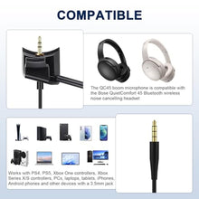 Load image into Gallery viewer, QC45 Microphone Compatible with Bose QC45 Wireless Noise Cancelling Headphones, Boom Gaming Microphone Cable with Mute Switch for PS4, PS5, PC, Xbox One Controller (QC45 Boom Mic, 3.5mm Y-Splitter), Black_1812
