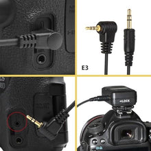 Load image into Gallery viewer, QILESHI Pixel TW-283 Remote Release 3.5mm-E3 Camera Shutter Remote Cable Connection Cable for Canon R6,R7,R8,R10,XT, XTi, XS, XSi, T1i, T2i, T3, T3i, T4, T4i, T5i, T6, T6i_906
