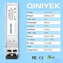 Load image into Gallery viewer, QINIYEK 4Pack 10Gbase-SR SFP+ LC Transceiver, 10G Multimode SFP Module 850nm, up to 300 Meters, for Cisco SFP-10G-SR, Ubiquiti UniFi UF-MM-10G, Meraki MA-SFP-10GB-SR, Mikrotik, TP-Link and More, x_154
