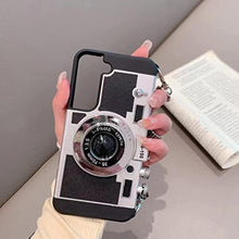 Load image into Gallery viewer, QoKcoahn Camera Case Compatible with Samsung Galaxy S25 Ultra, Kawaii 3D Cartoon Vintage Camera with Long Lanyard Silicone PC Crossbody Phone Case Shockproof Protector Black_460
