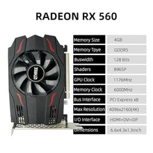 Load image into Gallery viewer, QTHREE Radeon RX 560 4GB GDDR5 Video Graphics Card GPU,128 Bit,DVI,HDMI,DP_183

