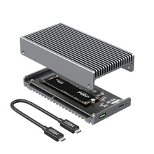 Load image into Gallery viewer, Qwiizlab Fanless 40Gbps USB4 SSD Enclosure with Aluminum Chasiss, Compatible with Thunderbolt 5/4/3. Supports PCIe M.2 NVMe up to 8TB, Gray (SSD Not Included)_1
