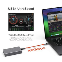Load image into Gallery viewer, Qwiizlab Fanless 40Gbps USB4 SSD Enclosure with Aluminum Chasiss, Compatible with Thunderbolt 5/4/3. Supports PCIe M.2 NVMe up to 8TB, Gray (SSD Not Included)_1792
