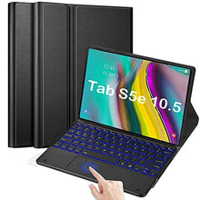 Load image into Gallery viewer, QYiiD Backlit Touchpad Keyboard Case for Galaxy Tab S5e 2019 SM-T720/T725/T727, PU Leather Stand Cover with Magnetically Detachable Wireless Bluetooth Keyboard for Galaxy Tab S5e 10.5 Inch, Black_1
