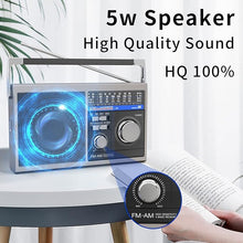 Load image into Gallery viewer, Portable AM FM Radio, Shortwave Transistor Radio with Best Reception, Battery Operated or AC Power Retro Radio with Big Bluetooth Speaker, Earphone Jack USB TF Card AUX Input, for Senior(Gray)
