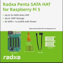 Load image into Gallery viewer, Radxa Penta SATA HAT, Up to 5X SATA disks HAT for Raspberry Pi 5 and Rock Pi SBCs, Mini NAS Server, Single Board Computer_1613
