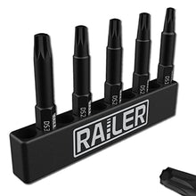 Load image into Gallery viewer, Railer Double Square 8 Point Star Bit Set, 5pc S2 Steel 2 Inch 8 Spline Fastener Drive Bit Set with Storage Bit Holder_1
