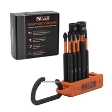 Load image into Gallery viewer, Railer Screwdriver Bit Set For Electricians - Premium S2 Steel Impact Driver Bit &amp; Nut Driver Set With A Magnetizer Bit Holder &amp; Carabiner, Orange_1
