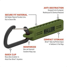 Load image into Gallery viewer, Railer Torx Bit Set - Premium S2 Steel 2 Inch Impact Driver 10-Piece 6 Star Bit Set With A Tool Storage Bit Holder &amp; Carabiner (Camo Green Bitrail, Standard Bitrail), CamoGreenBitrail_5410
