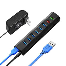 Load image into Gallery viewer, RAOYI Powered USB 3.0 Hub, 8 Ports High Speed USB 3.0 Hub Splitter with 36W Power Adapter, 3.3ft Cable and Smart Fast Charger USB Hub for Laptop, PC, Mobile HDD, Mulitple Devices (Black)_1
