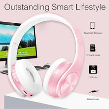 Load image into Gallery viewer, RAT TAIL V5.3 Bluetooth Headphones Over-Ear, Foldable Wireless and Wired Stereo Headset Micro SD/TF, FM for Cell Phone,PC,Soft Earmuffs &amp;Light Weight for Prolonged Wearing (Pink)_5885
