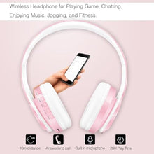 Load image into Gallery viewer, RAT TAIL V5.3 Bluetooth Headphones Over-Ear, Foldable Wireless and Wired Stereo Headset Micro SD/TF, FM for Cell Phone,PC,Soft Earmuffs &amp;Light Weight for Prolonged Wearing (Pink)_5886
