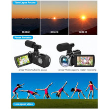 Load image into Gallery viewer, Rawiemy Video Camera Camcorder FHD 4K 36MP Vlogging Camera for YouTube Video Recorder 3.0" 270 Degree Rotation Screen Video Cameras for Filming with Microphone,32GB SD Card (Black)_304
