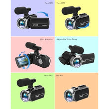 Load image into Gallery viewer, Rawiemy Video Camera Camcorder FHD 4K 36MP Vlogging Camera for YouTube Video Recorder 3.0" 270 Degree Rotation Screen Video Cameras for Filming with Microphone,32GB SD Card (Black)_305
