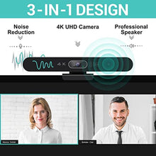 Load image into Gallery viewer, RayBit 4K Pro Audio and Video Conference Room Camera with Remote Control for Windows TV, AI-Powered HD Webcam with Microphone &amp; Speaker for Desktop Computer/PC/Monitor/Laptop/Teams/Zoom/Skype, Black_4609
