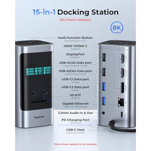 Load image into Gallery viewer, RayCue 15 in 1 Laptop Docking Station 3 Monitors, Triple 8K Display with 3 HDMI, 6 USB Ports, 5 Shortcut Button, Gigabit Ethernet, PD3.0, Smart Display for Windows/Dell/Lenovo/HP...(No Power Adapter)_57
