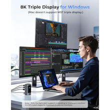 Load image into Gallery viewer, RayCue 15 in 1 Laptop Docking Station 3 Monitors, Triple 8K Display with 3 HDMI, 6 USB Ports, 5 Shortcut Button, Gigabit Ethernet, PD3.0, Smart Display for Windows/Dell/Lenovo/HP...(No Power Adapter)_58
