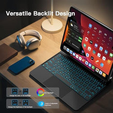 Load image into Gallery viewer, RAYMCRAFT for iPad Air 13-inch Case with Keyboard (M4/M3/M2, 2026/2025/2024) &amp; iPad Pro 12.9" (6th/5th/4th/3rd) Magic Keyboard, 11-Color Backlight, Multi-Touch Trackpad with Safe Pencil Buckle, Black_980
