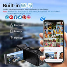 Load image into Gallery viewer, RAZPLYN 4K Video Camera Camcorder, 64MP Video Camera with 3 Flip Screen, 18X Zoom, WiFi, Webcam, 32GB SD Card, 2500mAh Battery (Black)_2029
