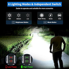 Load image into Gallery viewer, Rechargeable Led Flashlights 200000 High Lumens,Super Bright Flashlight True,Powerful Tactical Flashlight Up to 24H Long Battery Life Zoomable 6 Light Modes IP67 Water Resistant for Home Camping, Black_8505
