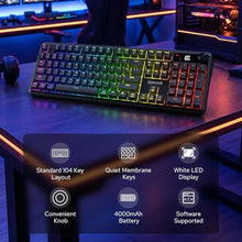 Load image into Gallery viewer, Redragon K526 PRO Wireless RGB Membrane Gaming Keyboard, LED Screen &amp; Knob, Black_743
