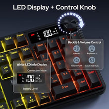 Load image into Gallery viewer, Redragon K526 PRO Wireless RGB Membrane Gaming Keyboard, LED Screen &amp; Knob, Black_744
