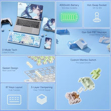Load image into Gallery viewer, Redragon K707 PRO SE 80% Wireless Gasket RGB Gaming Keyboard, 3-Modes 87 Keys TKL Anime Mechanical Keyboard w/Hot-Swap Socket, Dye-Sub PBT Keycaps &amp; 5-Layer Noise Dampening, Custom Linear Switch, StarlightBlueAnimeVersion_4367
