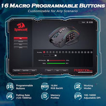 Load image into Gallery viewer, Redragon Wireless Gaming Mouse, MMO Gaming Mouse UP 16,000 DPI, 16 Macro Programmable Buttons, RGB Rechargeable Mouse with 12 Side Buttons, 70Hrs for PC Laptop MOBA FPS, White,M901P-WS_835
