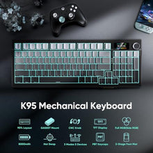Load image into Gallery viewer, RedThunder K95 Wireless Mechanical Keyboard,TFT Screen &amp; Knob, Trip-Modes Connection, Gasket Custom Hot-Swap Keyboard, RGB Backlit, Pre-lubed Linear Switches, Side Printed PBT Keycaps, Gray Gradient, GradientGray_7211
