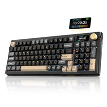 Load image into Gallery viewer, RedThunder K95 Wireless Mechanical Keyboard, TFT Screen &amp; Knob, Tri-Mode BT5.0/2.4GHz/USB-C Hot Swappable Custom, Pre-lubed Linear Pink Switches, Gasket Structure, RGB Gaming Keyboard, Black-Gold, BlackGold_1
